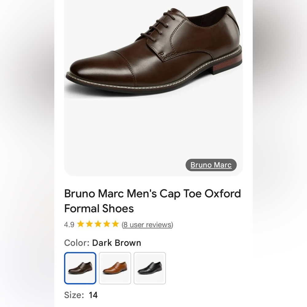 Bruno Marc Men's Cap Toe Oxford Formal Shoes size 14